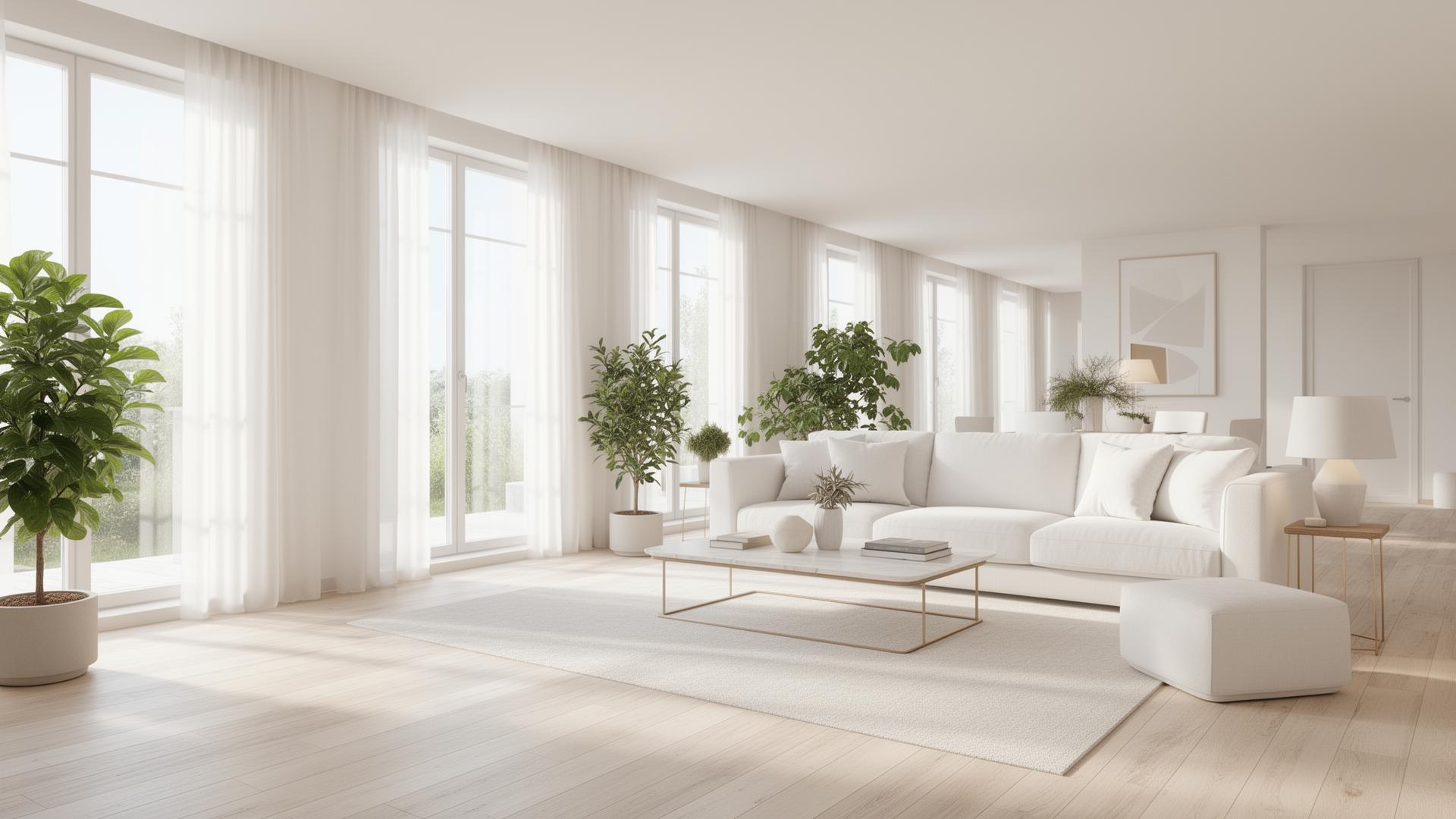 Spotlessly clean modern living room